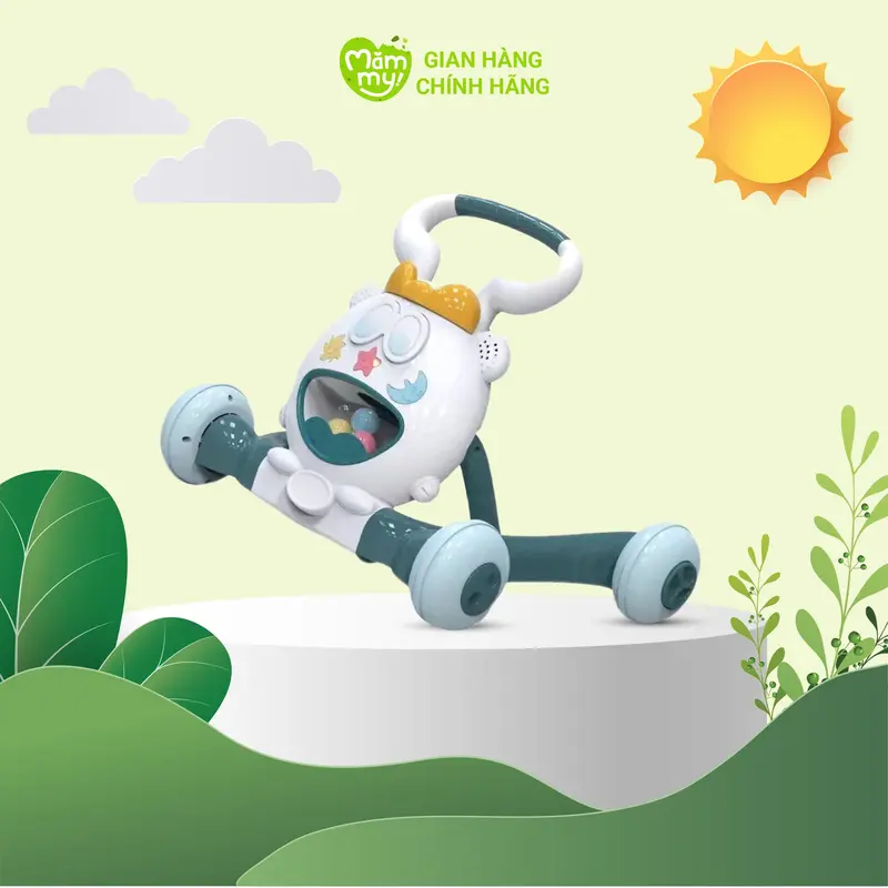 [Quà tặng] Xe tập đi cho bé 1010 xe đẩy trẻ em tập đi chống lật chống trơn trượt có trò chơi có nhạc đa năng. 0