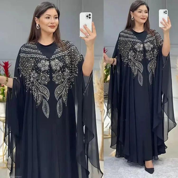 Product Introduction of 2024 Abayas for Women Dubai Luxury Chiffon Boubou Muslim Fashion Dress Caftan Wedding Party Occasions Long Abaya With Inner 3