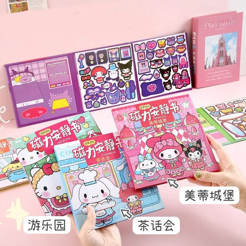 Mainan Sticker Book Magnetic SANRIO & LABUBU & CAPYBARA & LITTLE PONY & SINCHAN & PLANT VS ZOMBIES Ukuran Gede/ Magnetic DIY Book Motif SANRIO & CAPYBARA  / Magnetic Quiet Book DIY