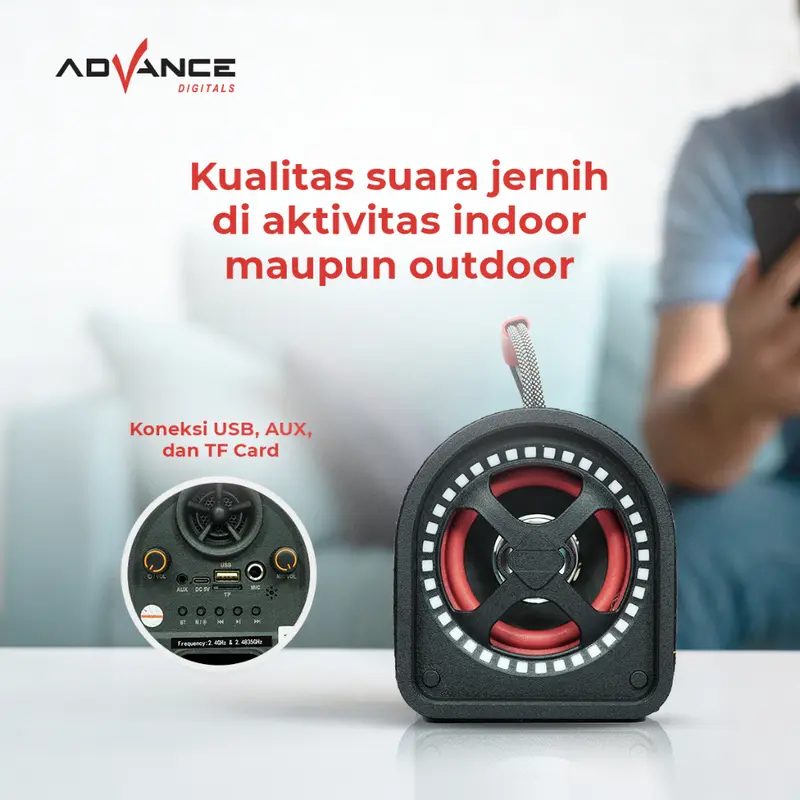 Advance KS-615 / KS615 Speaker Portable Bluetooth Ukuran 5"inch Bass Free 1 Mic Wireless - Garansi 1 Tahun 2