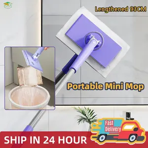 93CM/113CM Pembersih Mop Sekali Pakai Mini Lantai Dinding Handuk Wajah Mop Kamar Mandi Dengan Pemeras 360°Pemutar