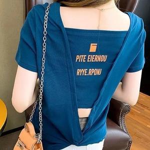 เสื้อยืดสีขาวผู้หญิงเสื้อยืดคอกลมแฟชั่นย้อนยุคสไตล์อเมริกัน