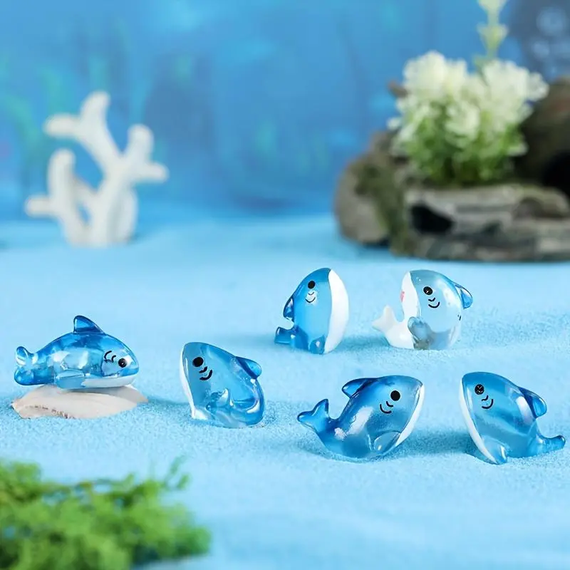 Random Color Cute Shark Shaped Resin Ornament, 10pcs/30pcs Mini Simulation Cartoon Static Fish Decoration, Fish & Aquatic Supplies for Home & Office 0