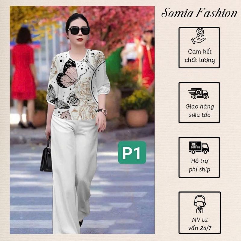 Somiafashion BỘ KIM CƯƠNG - Đồ bộ trung niên hàng thiết kế nhà SOMIA dáng suông, trẻ trung, năng động, tôn dáng cực tốt, diện đi chơi đi làm cực xinh 0