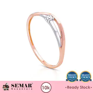 Cincin Emas Simple Twist Rose White Gold 10K Semar Nusantara