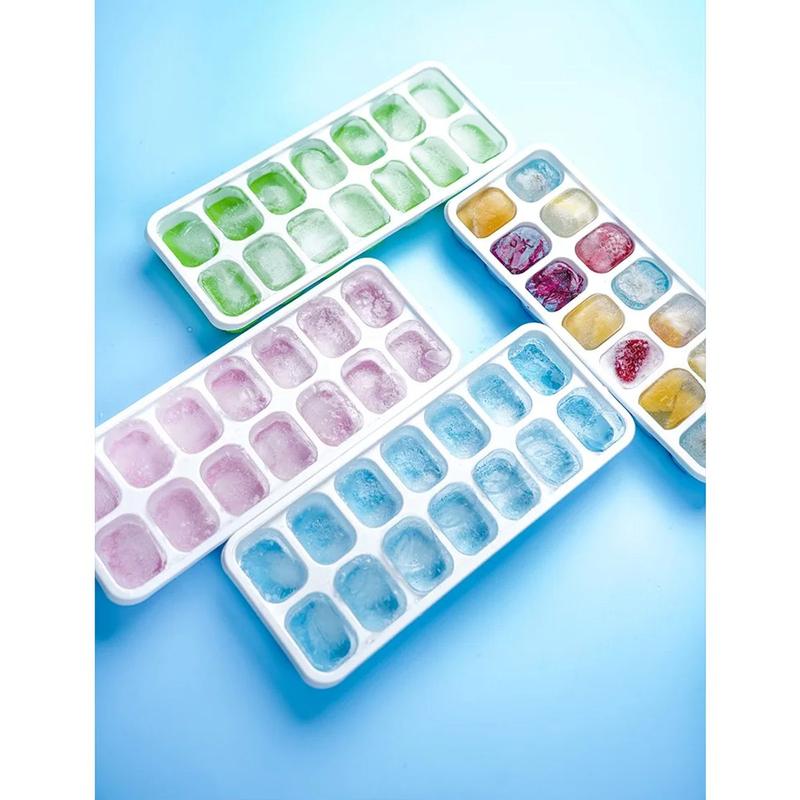 HÀNG MỚI COMBO 5 CÁI KHAY ĐÁ SILICON 14 LƯỚI - Khay Làm Đá Silicon Có Nắp Chống Tràn
