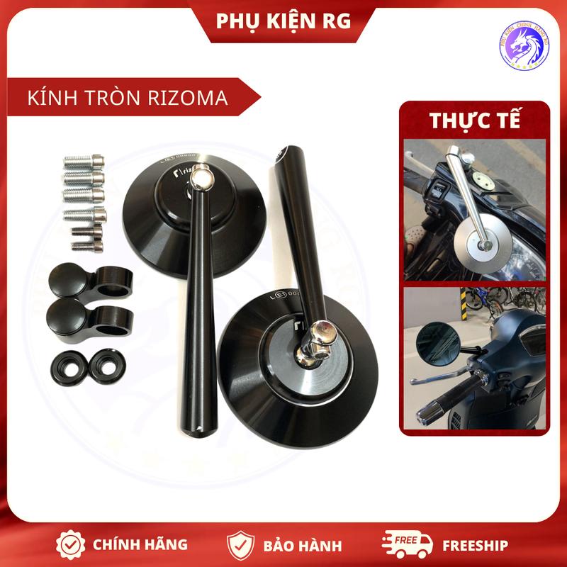 Kính chiếu hậu Rizoma tròn mặt kính chống chói thân kính nhôm CNC, vòng tròn nhỏ ngẫu nhiên Phụ Tùng Phụ Kiện