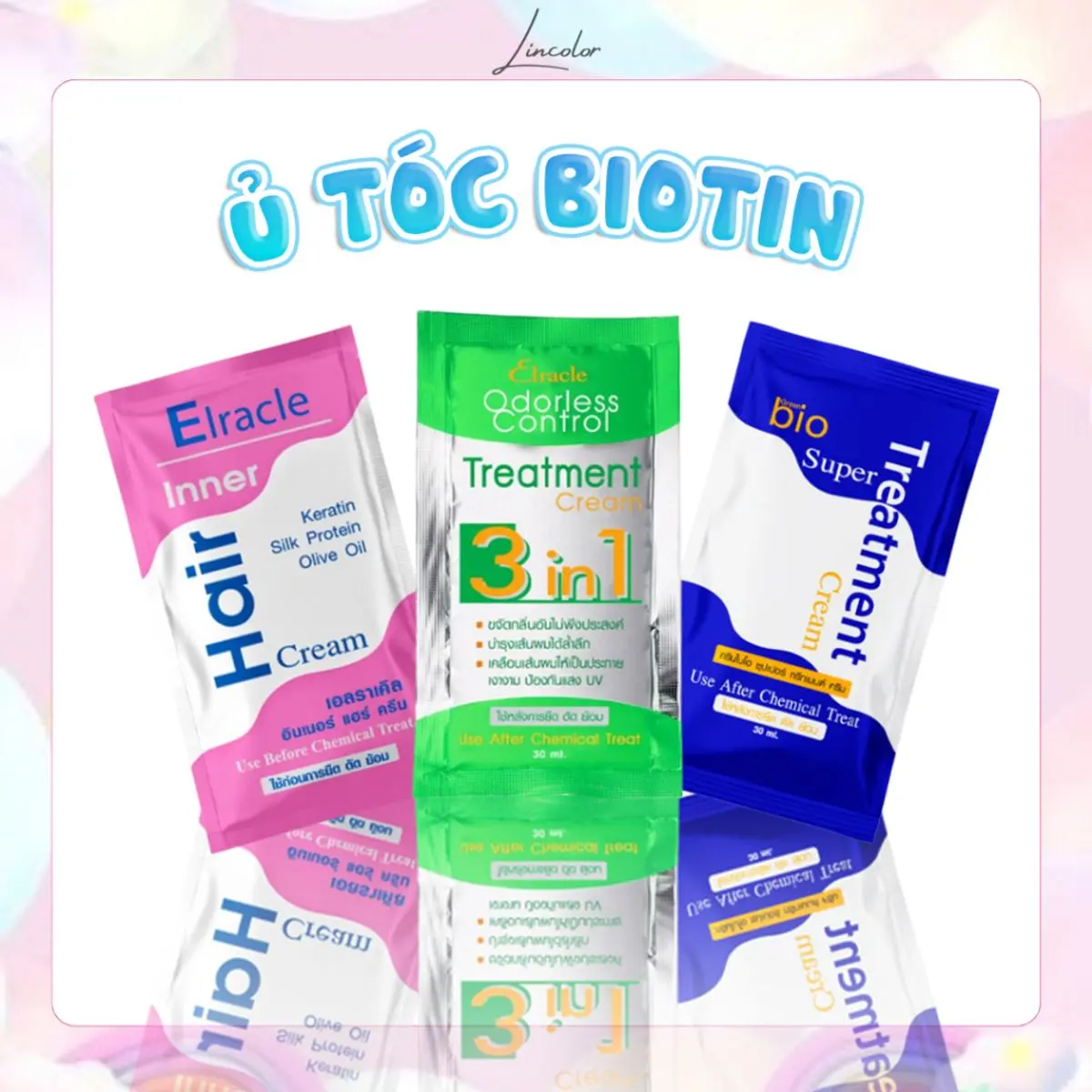 Ủ tóc BIOTIN, Ủ tóc BIOTIN Collagen Thái Lan, LIN_COLOR cải thiện tóc tại nhà siêu mềm mượt 30ml, Women