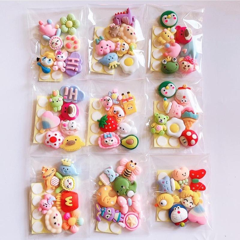 tặng keo Set sticker 3D charm 3D DIY trang trí sổ tay toploader bình nước dán trang trí lồng đèn trung thu charm mini