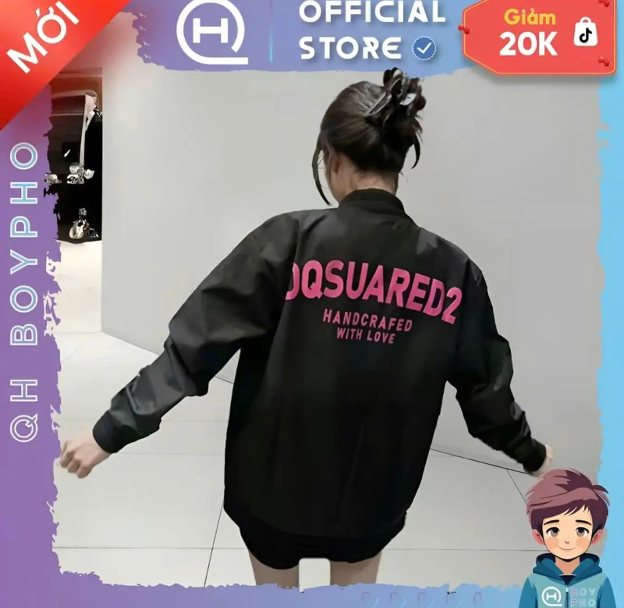 Áo Gió Bomber DS qq  Chữ Hồng ,2 Lớp Khóa Bạc Cao Cấp LoGo Thêu Trước Ngực  Cổ Bo Gân Hottrend nam Nữ Giá Rẻ