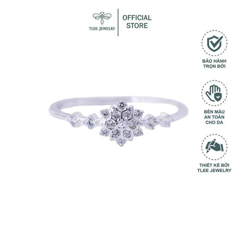 Nhẫn bạc nữ TLEE hoa tuyết nạm đá mini xinh xắn TLEE JEWELRY A0125