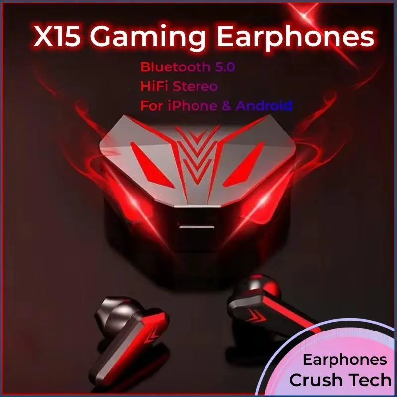 Tai Nghe Bluetooth Không Dây, Tai Nghe X15 TWS Mới, Tai Nghe Nhét Tai Độ Trễ Thấp 65ms, Thích Hợp Cho Game Thủ, Tai Nghe Fone, Có Mic, Rảnh Tay, Tai Nghe Chơi Game