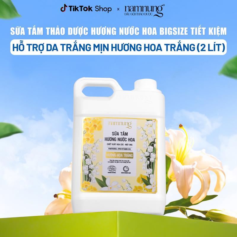 [Sắp cháy hàng][MỚI RA MẮT] Sữa Tắm Nước Hoa Cao Cấp hỗ trợ da trắng mịn, dưỡng ẩm, sữa tắm thảo dược Namnung, BIGSIZE can 2 lít siêu tiết kiệm, chiết xuất thiên nhiên Mật ong, hoa cúc Chăm sóc da Chăm sóc body nữ