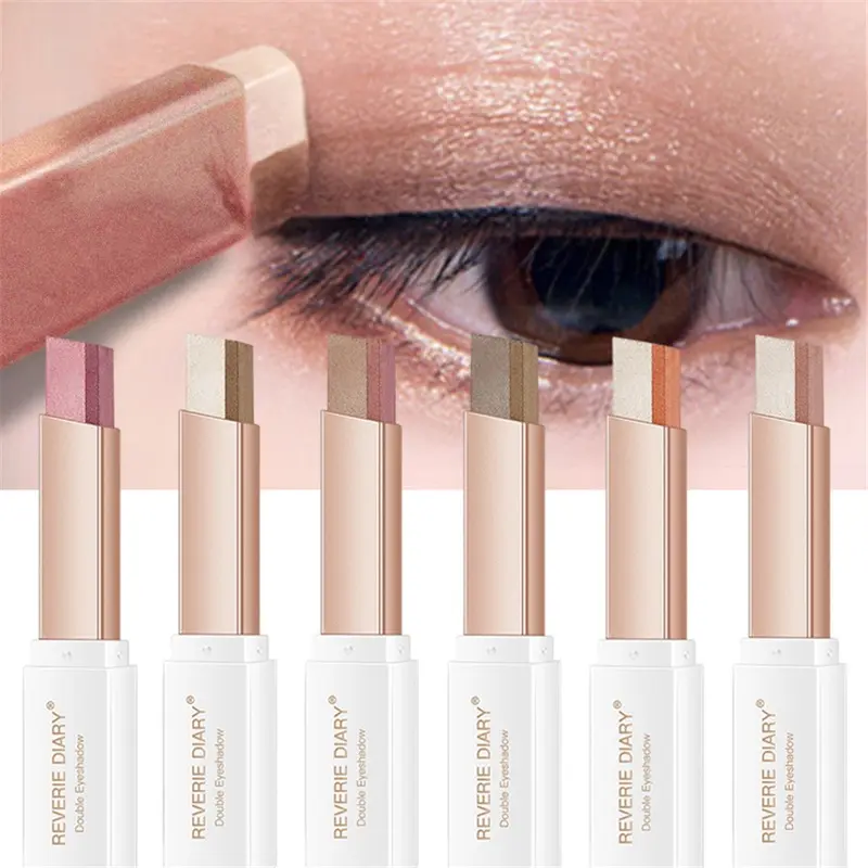 2 Colors Eyeshadow Stick Gradient Pearlescent Waterproof Sweatproof Long-lasting Non-fading for Eye Makeup