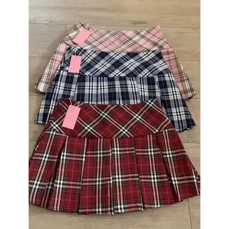 Chân Váy Kẻ Sọc Hồng, Chân Váy Xếp Ly, Hàng Mới Về Mùa Hè Của Phụ Nữ, Cạp Cao, Phong Cách Preppy, Chống Lộ, Chân Váy JK, Năm 2025srme 7