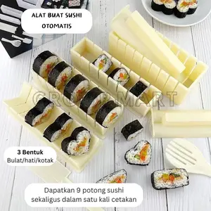 Cetakan Sushi Gulung Roll Motif Bulat Kotak Hati Roll Cetakan Sushi Maker Otomatis Praktis Set