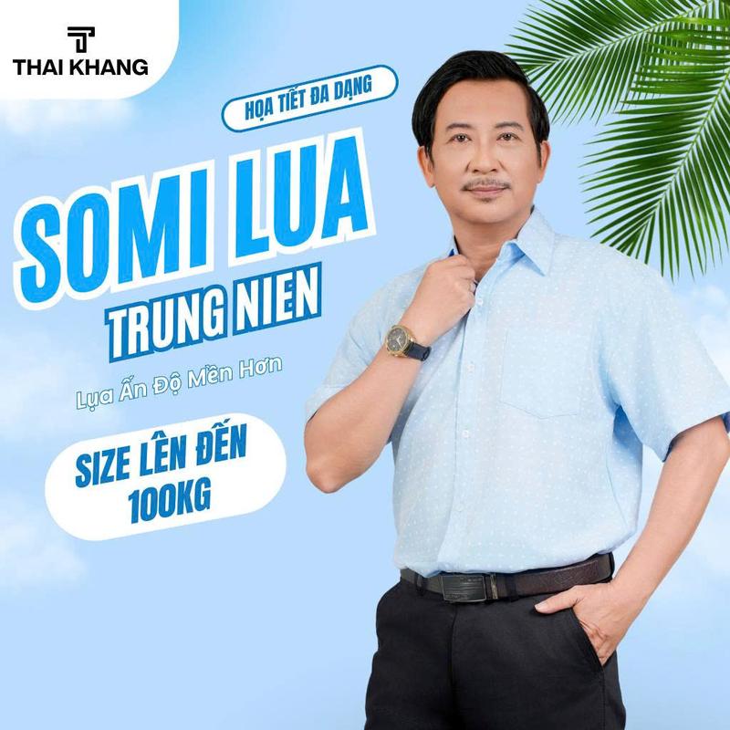 Áo sơ mi nam trung niên hoạ tiết THÁI KHANG loại áo sơ mi tặng bố có big size từ 40-100kg  Menswear ATK15 Cổ Tròn Màu Trắng