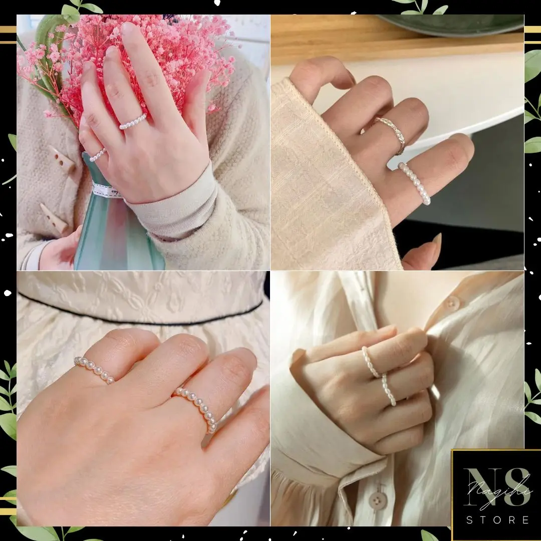 ￼Cincin manik mutiara polos elegan simple klasik style
