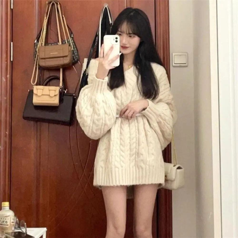 RICH-THEY Áo Len Dáng Rộng Cổ Chữ V Dày Dặn Áo Len Cardigan Dệt Kim Mới Thời Trang Thu Đông Dành Cho Nữ | BigBuy360 - bigbuy360.vn RICH-THEY Áo Len Dáng Rộng Cổ Chữ V Dày Dặn Áo Len Cardigan Dệt Kim Mới Thời Trang Thu Đông Dành Cho Nữ | BigBuy360 - bigbuy360.vn