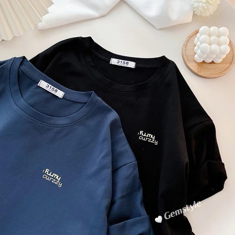 Áo thun 3158 chất cotton khô thoáng mát, form rộng tay lỡ HURRY freesize < 60kg