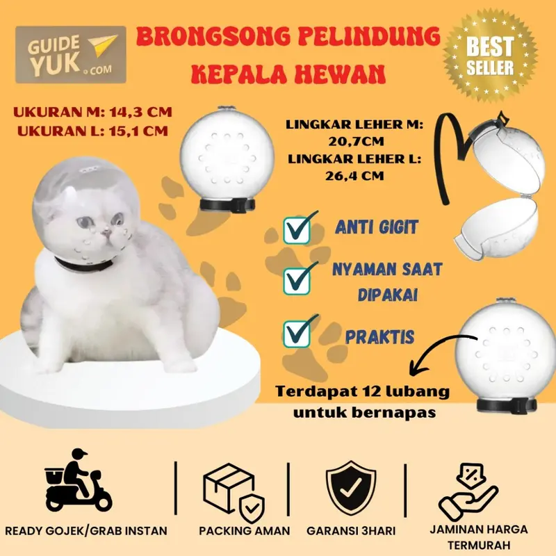 Brongsong Penutup Mulut Hewan Peliharaan Kucing Anti Gigit Astronot Bahan Breathable 0