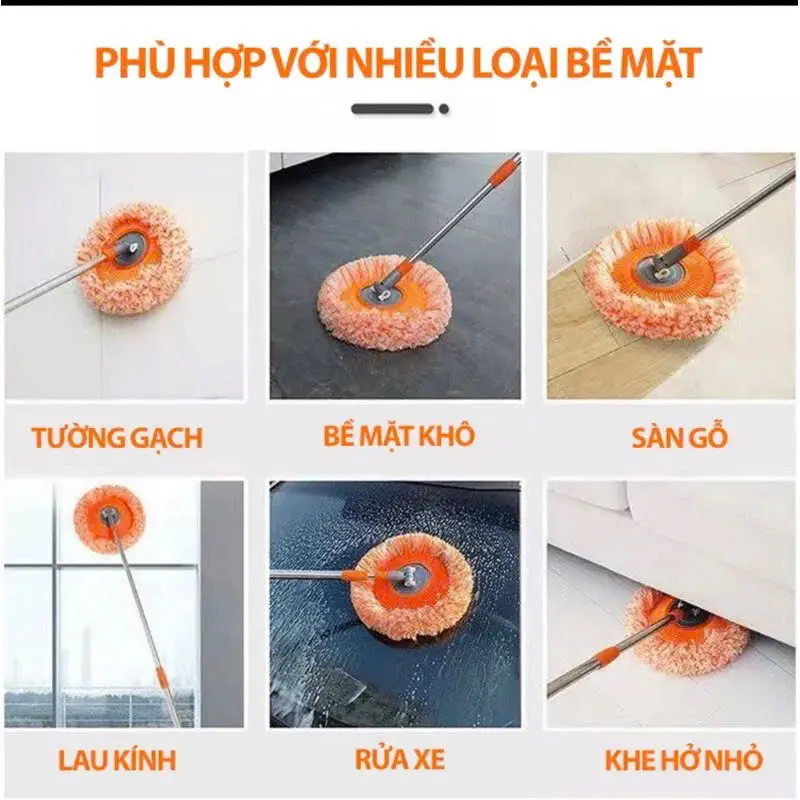 Chổi Lau Trần Nhà, Cây Quét Trần Nhà Hình Hoa Hướng Dương Xoay 180 Độ Cán Inox 304 2Bshop 4