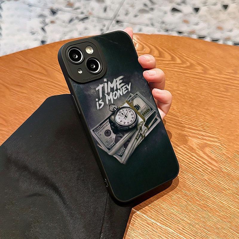 Product Introduction of Money & Watch Pattern Phone Case, Anti-drop Cellphone Protective Case, Total Protective Shockproof Mobile Phone Cover for iPhone 13