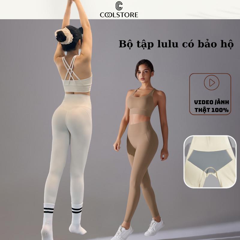 Bộ tập lulu Áo mút cố định + Quần có bảo hộ chống lộ đồ tập gym yoga cho nữ đẹp X05 Coolstore