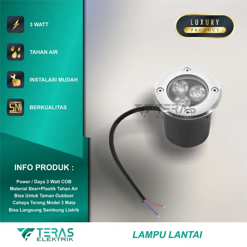 Lampu lantai LED tanam outdoor 3 Watt Lampu halaman Outdoor 0