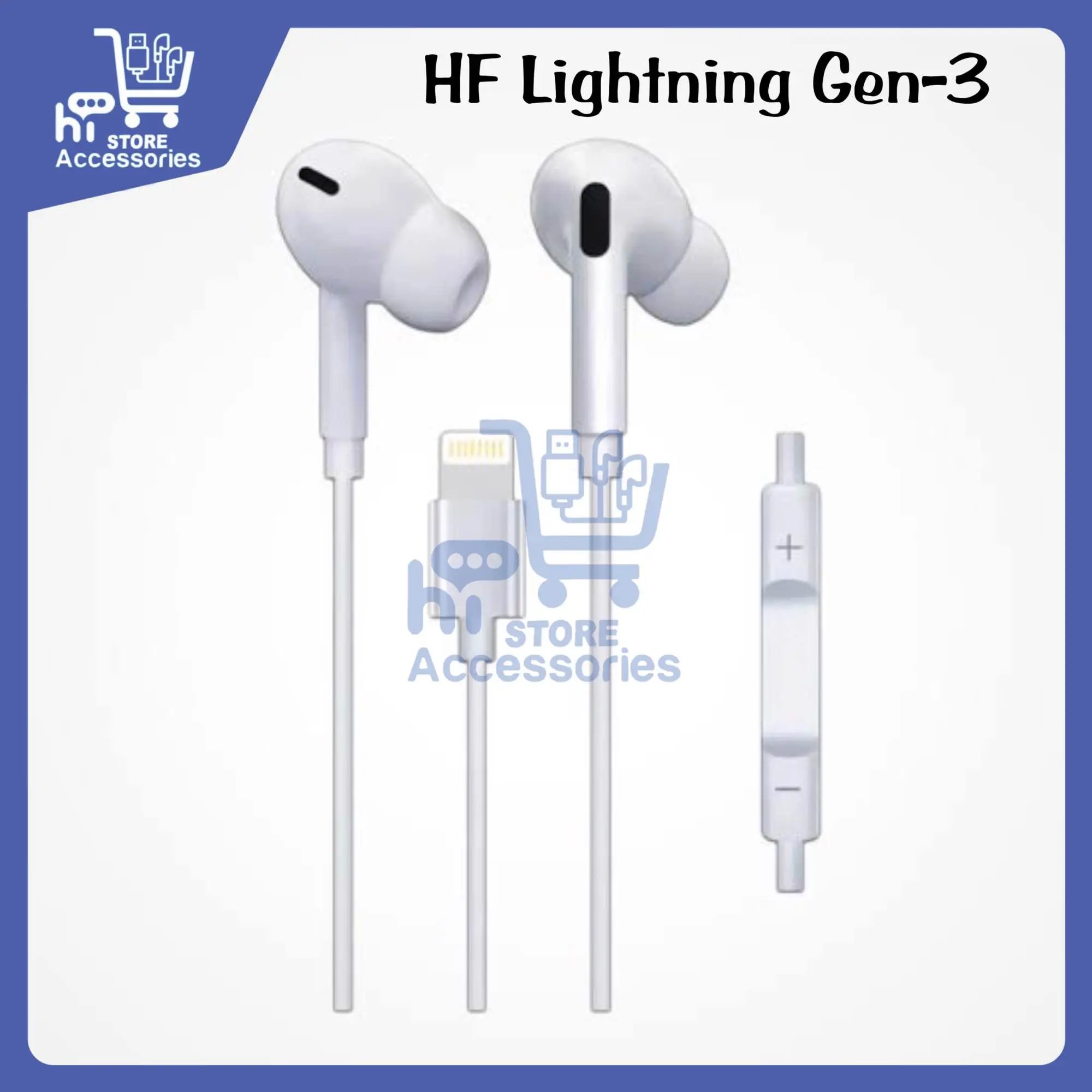 Handsfree Gen 3 Colokan Lightning untuk pemakaian Handphone Iphone Auto Pop UP HF XC-PG3 Henset Earphone
