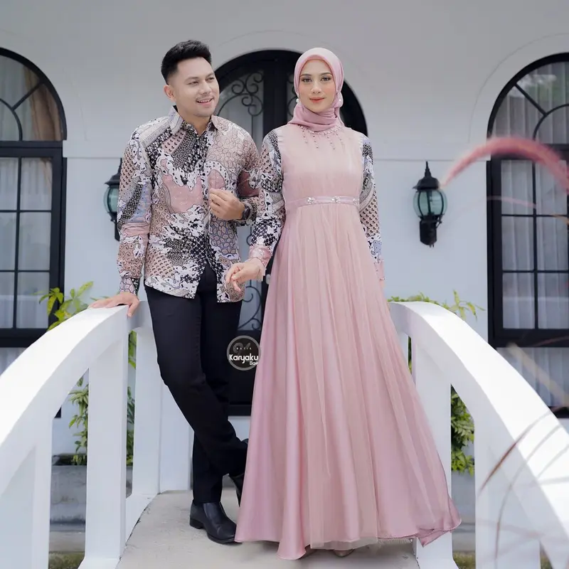 COUPLE GAMIS BATIK MODERN GAMIS PREMIUM COUPLE GAMIS BATIK KONDANGAN KEMEJA BATIK KATUN 1