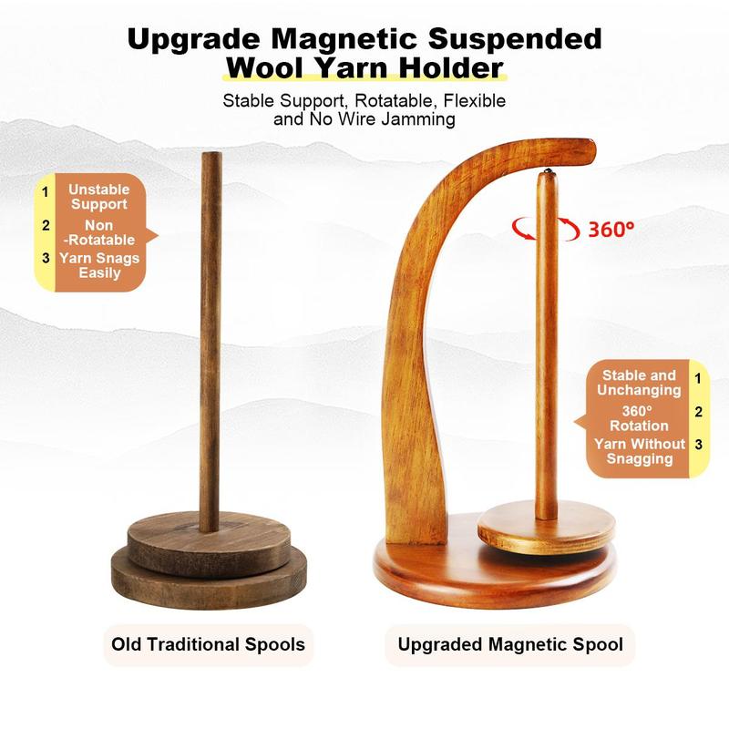 Wooden Yarn Holder Knitting and Crocheting, 1 Piece Portable Rotating Knitting Needle Stand, Sewing Supplies Crafts for Home & Sewing Room, Valentine's Day Gift 4