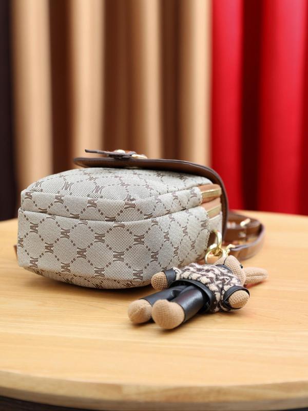 Women's Cute Geometric Pattern Phone Wallet Bag,  Trendy Vintage Crossbody Bag with Rabbit Charm, Chic All-match Crossbody Bag for Daily Use 3