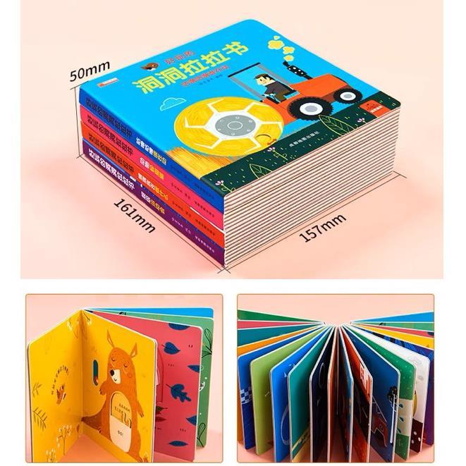 Casual 4 Books Chinese Montessori Activity Board Book (Push Pull Slide) Learn Through Play Babies Toddlers (0-3 Yrs) 4