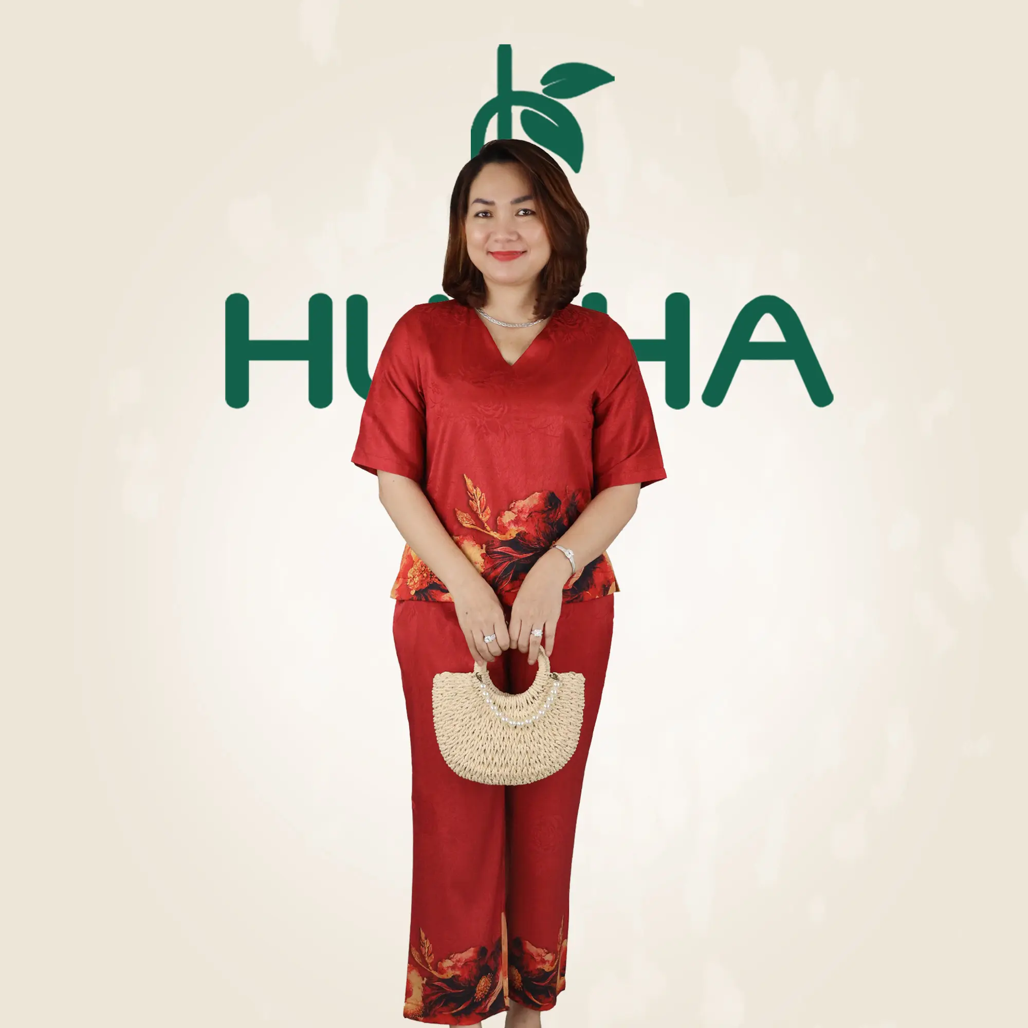 (Mã A10 size Đại)  Đồ bộ trung niên HUY HÀ ,chất vải lụa gấm , áo cổ tim