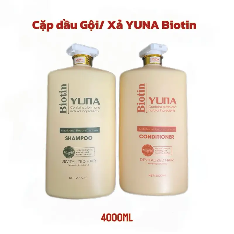 (Chai 2000ml) Cặp Dầu gội/ xả YUNA Biotin kiểm soát dầu thừa, phục hồi hư tổn, giảm gãy rụng chẻ ngọn, cải thiện gàu ngứa, lưu hương nước hoa thanh mát dài lâu - Hàng chính hãng Chăm Sóc Tóc Dưỡng Tóc Trà bết
