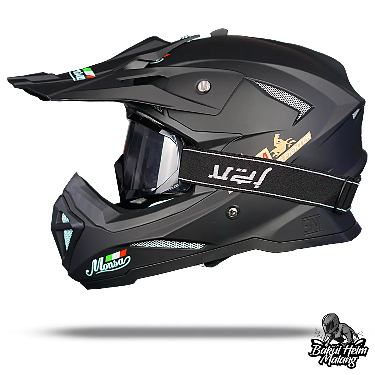 Helm Cross Trail MONSA Solid Original + Goggle / Kacamata JPN Original SNI Motor Motorcycle