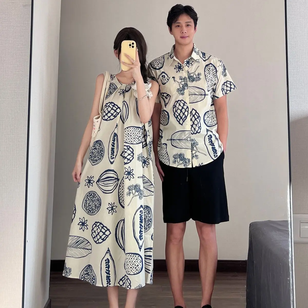 Trang Phục Cặp Đôi, Kỳ Nghỉ Trên Bãi Biển, Phong Cách Thường Ngày In Họa Tiết Nghệ Thuật, Váy Dài, Mùa Hè Nhẹ Nhàng Và Thanh Lịch, Váy Không Tay