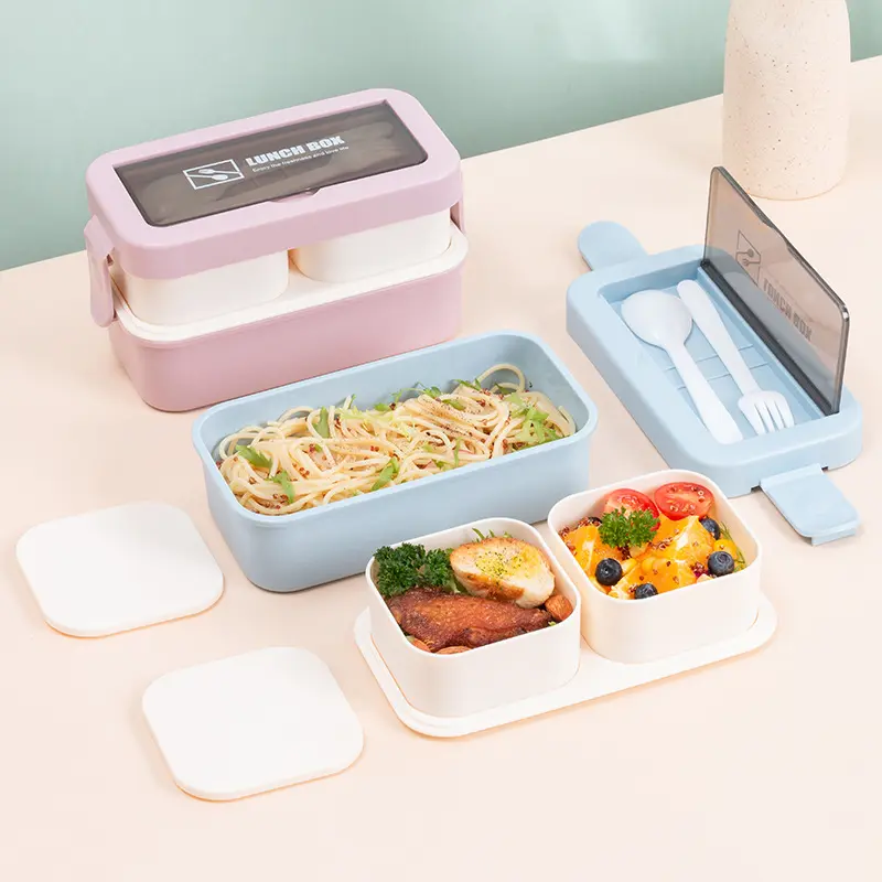 LUNCHBOX KOTAK MAKAN ANTI TUMPAH 2 SUSUN KOTAK BEKAL PREMIUM BPA FREE 7