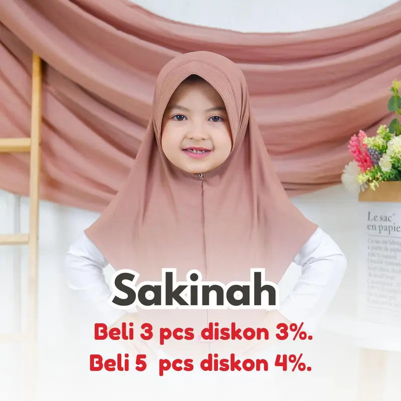 Bergo Instan Jersey Anak  Hijab Anak Jersey Jilbab Anak Pinguin Sakinah Shamira Cantik Muslim Kerudung Polos 4-9 Tahun 0
