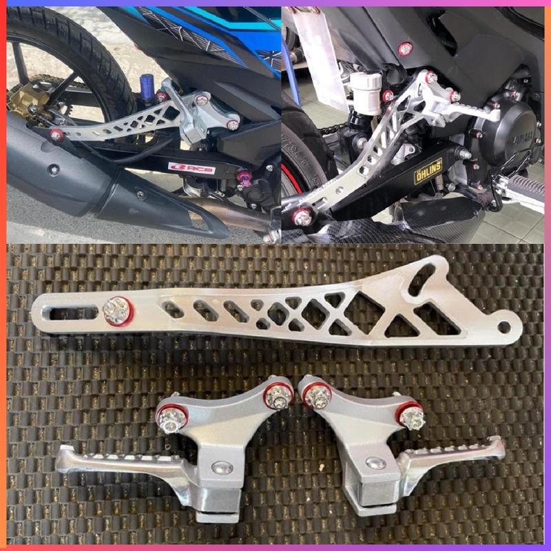  Bộ Gác Chân + Pad Pô 10li Kèm Sẵn 4 Ốc Inox 4 Long Đền Đỏ >>> Gắn Ex150 155 