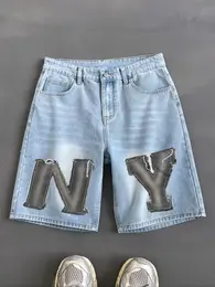 Men's Letter Print Denim Shorts