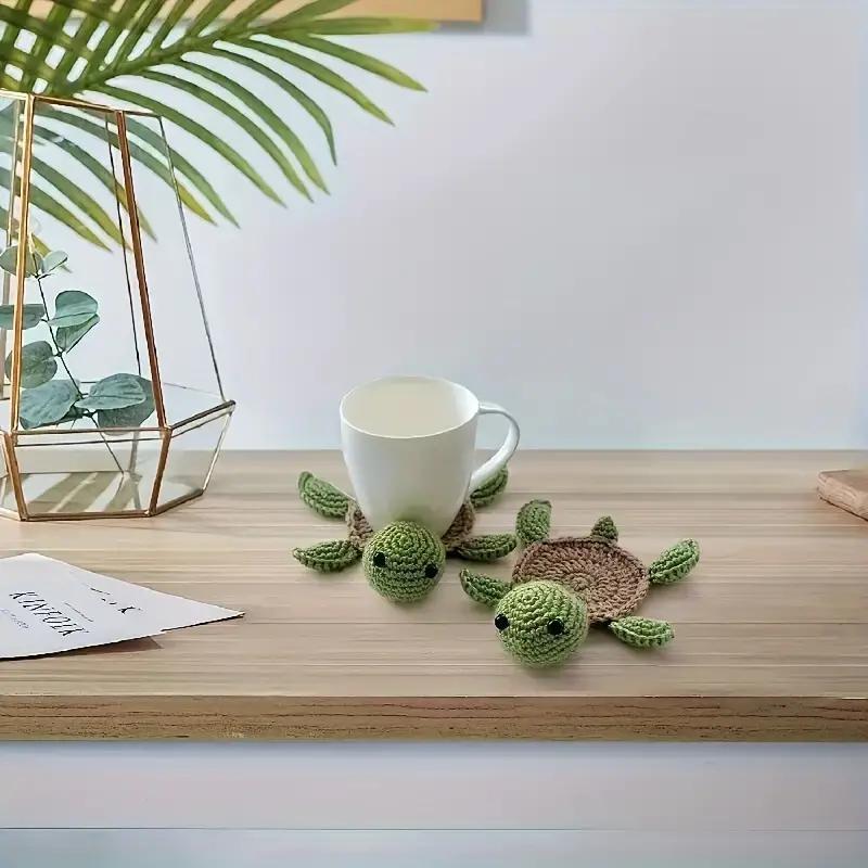 Cute Turtle Design Coaster, Anti-slip Heat Resistant Cup Mat for Home Kitchen Dining Room 2