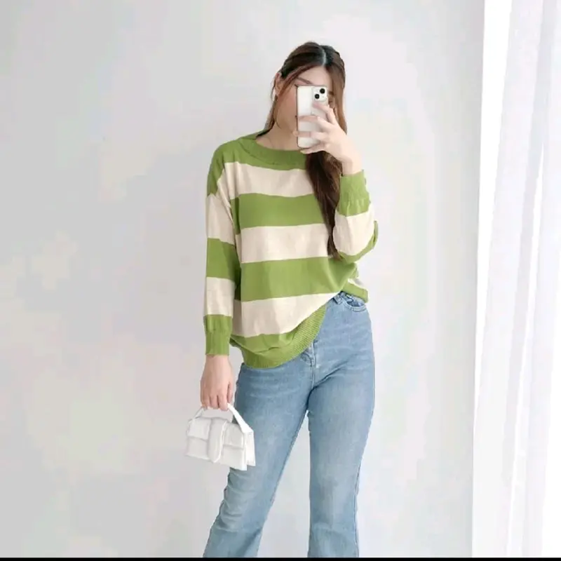 Busan Cileutik Baju Atasan Wanita Knitwear Lengan Panjang Rajut Slim-Fitting JANG MI Top Cantik Outer Dalaman Manset Sweater Cardigan Jaket Batwing 4