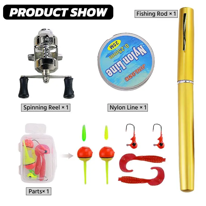Fishing Rod & Reel Combo with Accessories, 1 Set Portable Pocket Size Fishing Rod Pen, Fishing Accessories for Outdoor 2