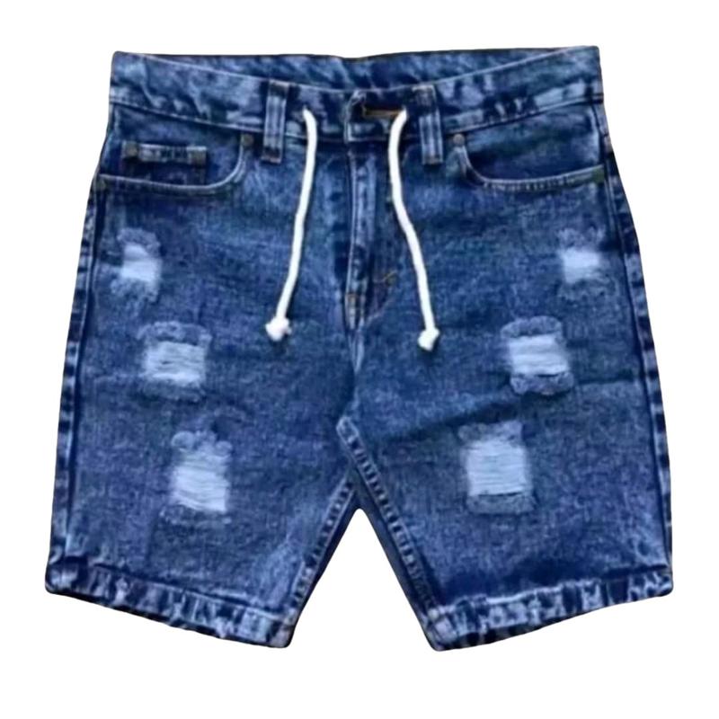 Celana Jeans Pendek Sobek Pria | Celana Pendek Sobek Pria Hitam Distro Ripped Denim 6