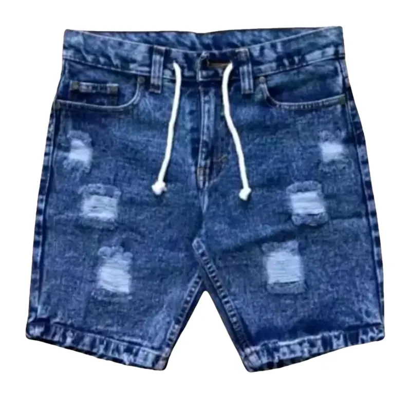 Celana Jeans Pendek Sobek Pria | Celana Pendek Sobek Pria Hitam Distro Ripped Denim 6