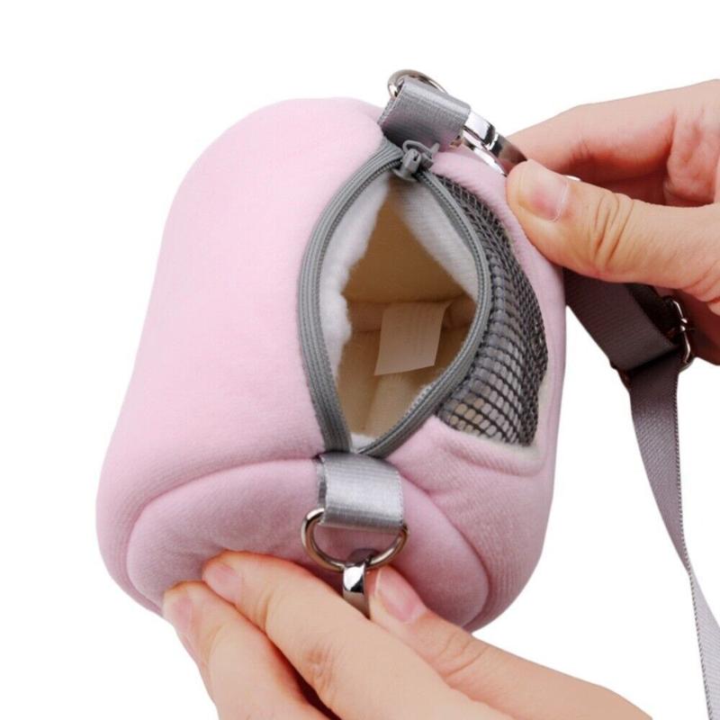 Product Introduction of New Warmth Shoulder Strap Pet Travel Bag Round Crossbody Bag Hamster Carrier Bag  Velvet Fabric 14