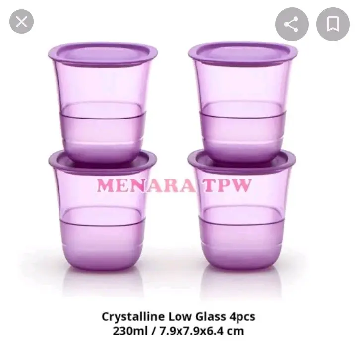 Tupperware Crystalline Low Glass purple 230 ml ( 4 pcs ) - Shop | Tokopedia