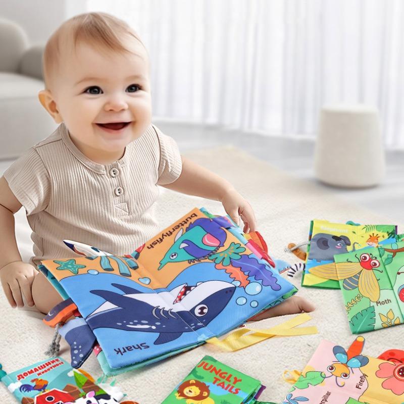 Product Introduction of Baby Tail Cloth Book, 1 Count Cute Tear-proof Baby Books, Early Education Tactile Stimulation Toy, Safety Baby Books for Newborn Infant 0